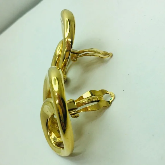 Vintage Givenchy gold tone clip on Earrings. Vintage Givenchy jewelry - Picture 5 of 5